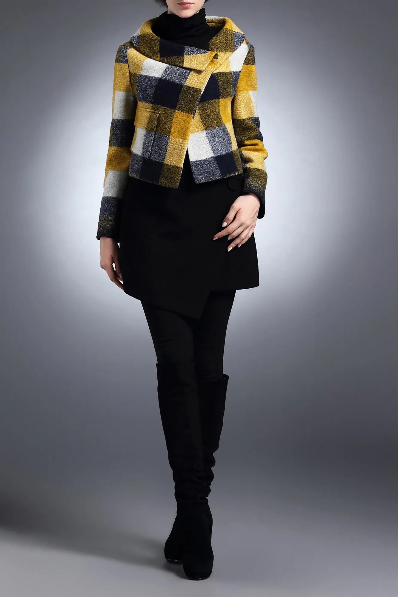 Elena Multiple Color Plaid Wool Coat Jacket