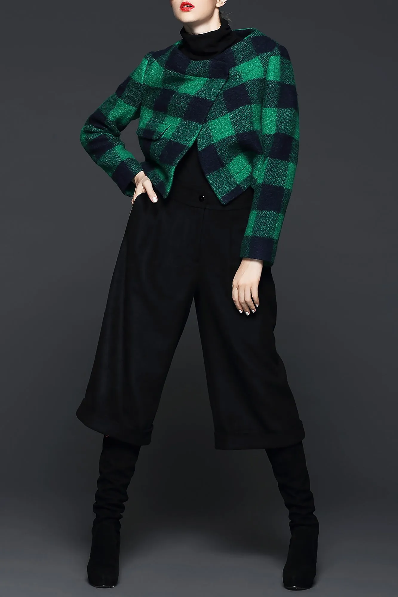 Elena Multiple Color Plaid Wool Coat Jacket