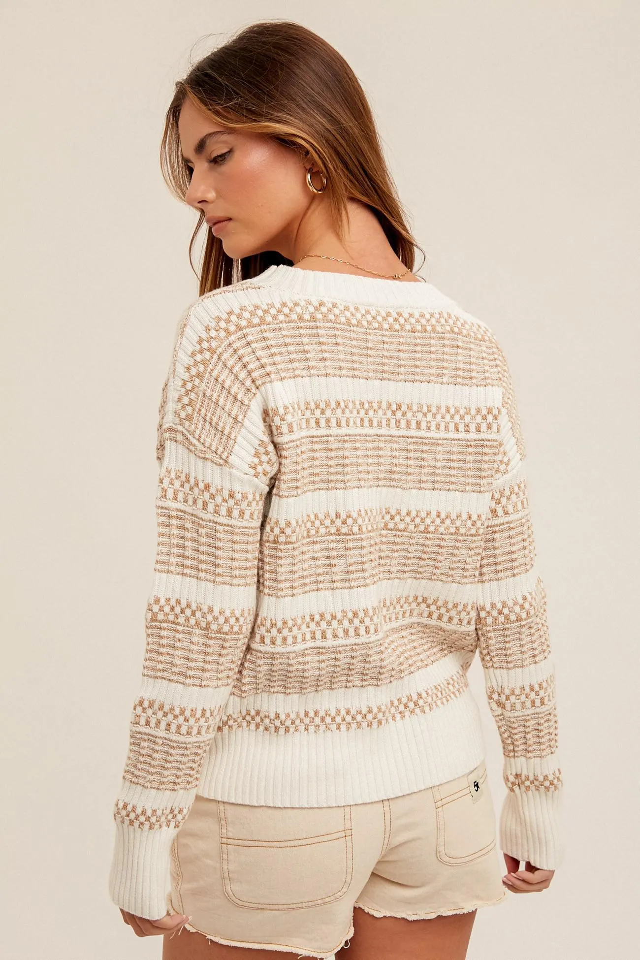 Emma Textured Sweater|| Taupe