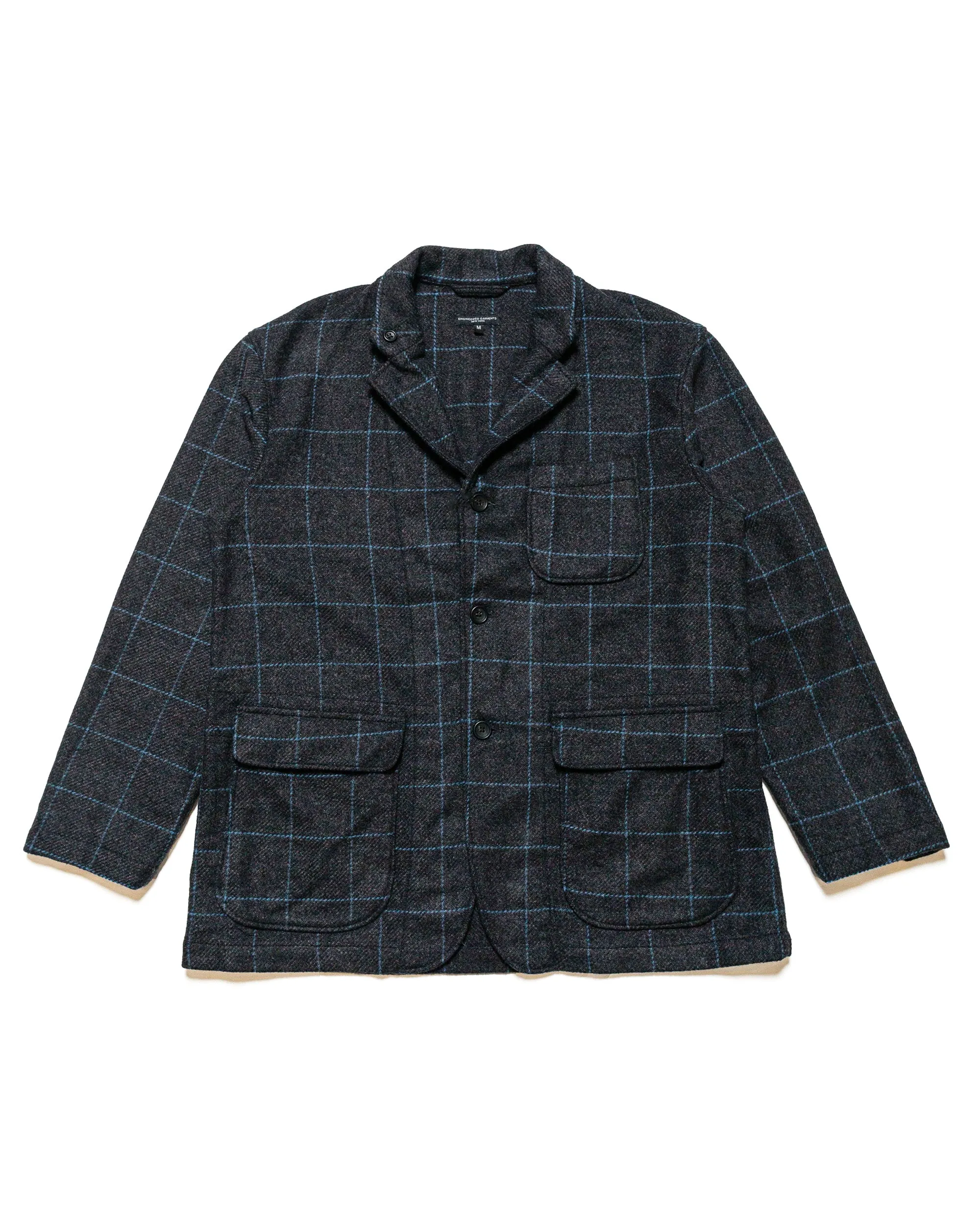 Engineered Garments Loiter Jacket Charcoal/Light Blue Wool Poly Windowpane