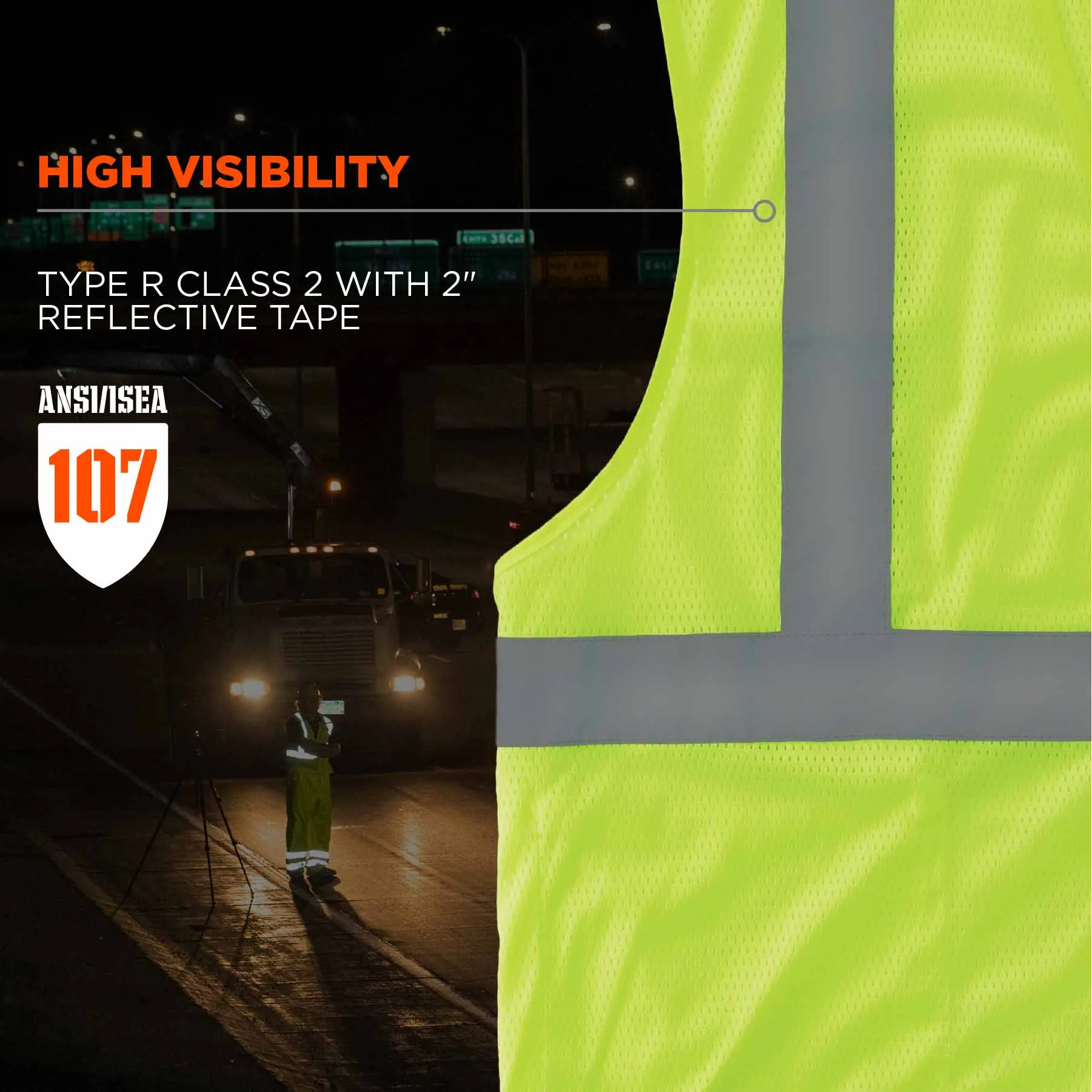 Ergodyne 24522 8210HL-S S Lime Class 2 Economy Mesh Vest - Single Size