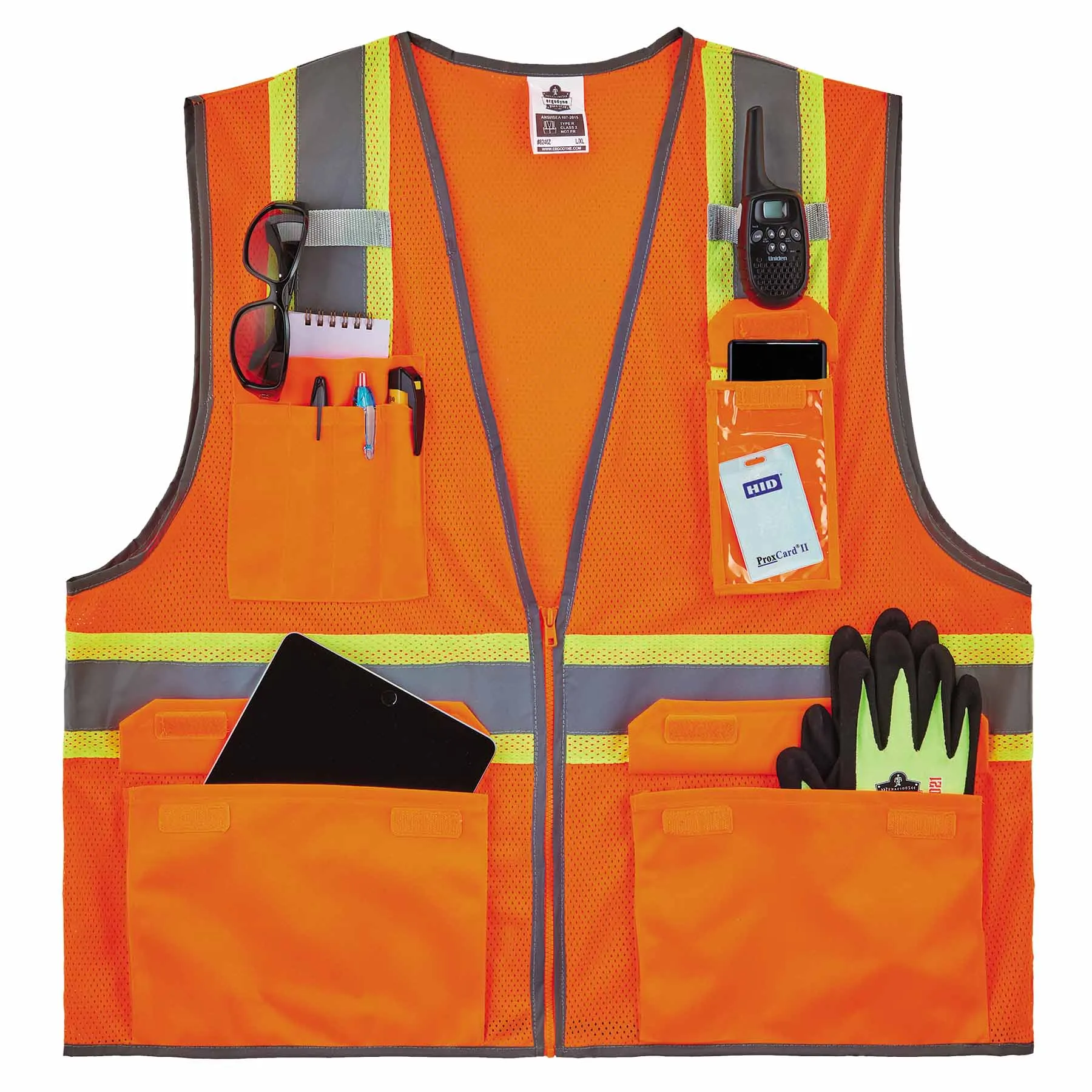 Ergodyne 24574 8246Z-S L Orange Class 2 Two-Tone Mesh Vest - Single Size