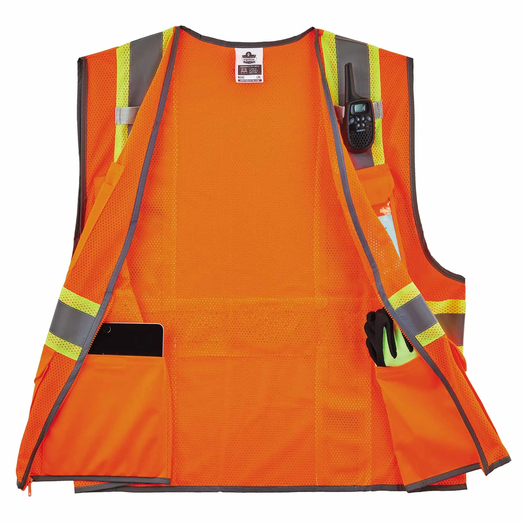 Ergodyne 24574 8246Z-S L Orange Class 2 Two-Tone Mesh Vest - Single Size