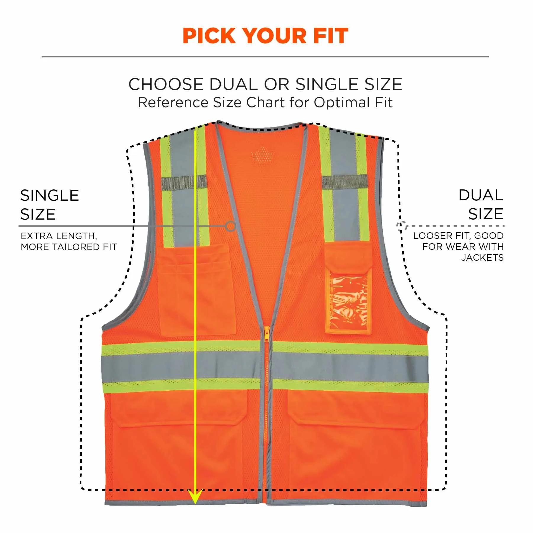 Ergodyne 24574 8246Z-S L Orange Class 2 Two-Tone Mesh Vest - Single Size