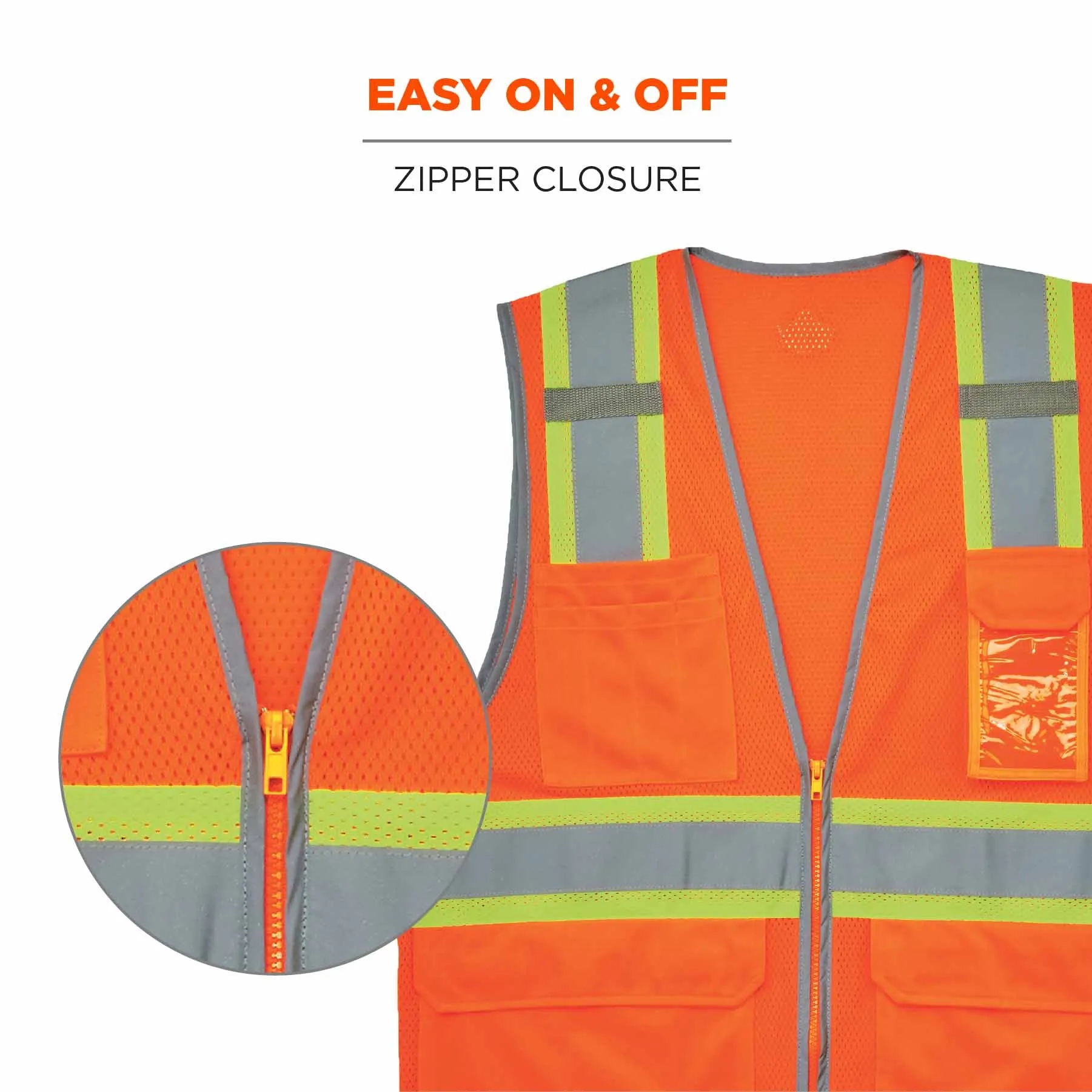 Ergodyne 24574 8246Z-S L Orange Class 2 Two-Tone Mesh Vest - Single Size