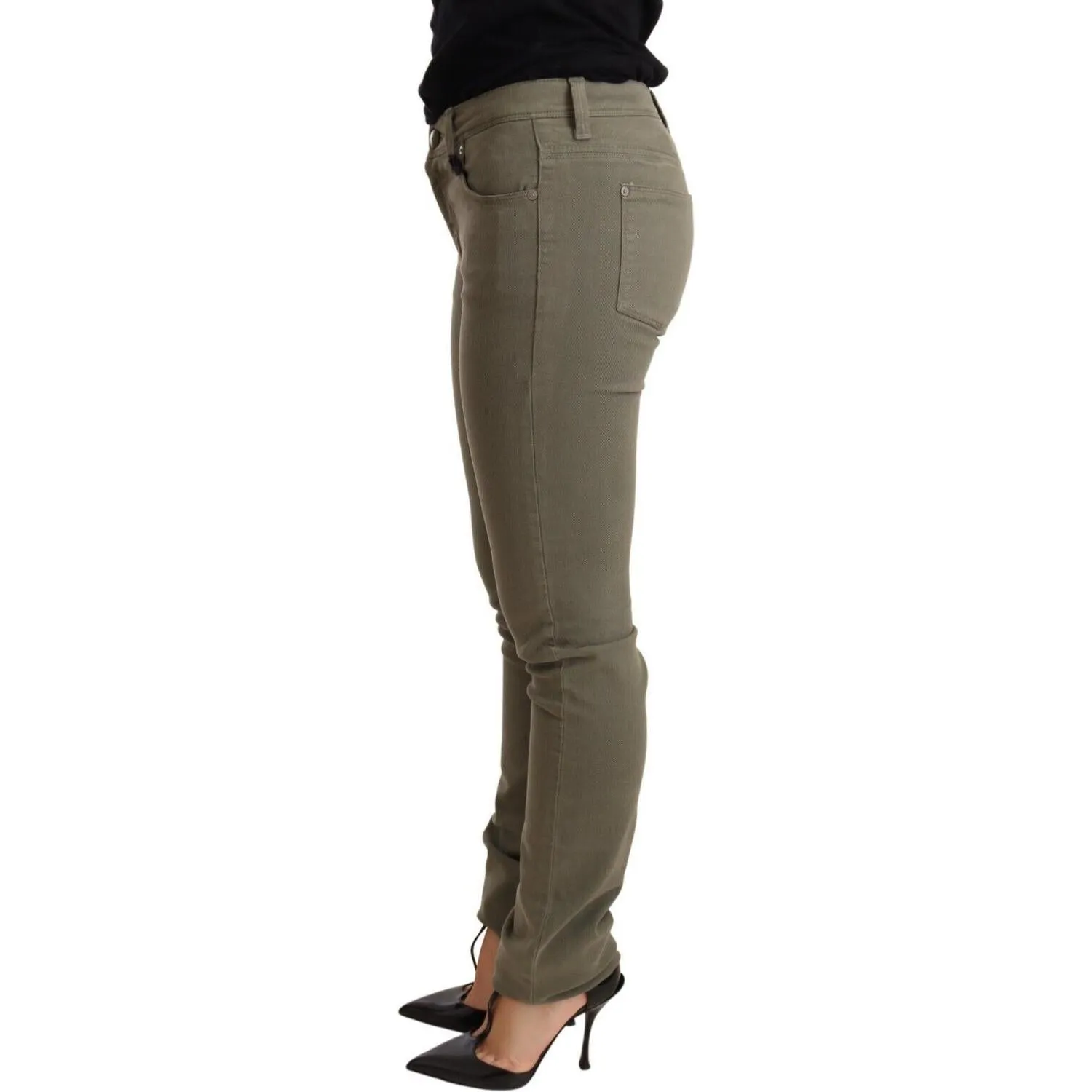 Ermanno Scervino Chic Green Low Waist Skinny Jeans