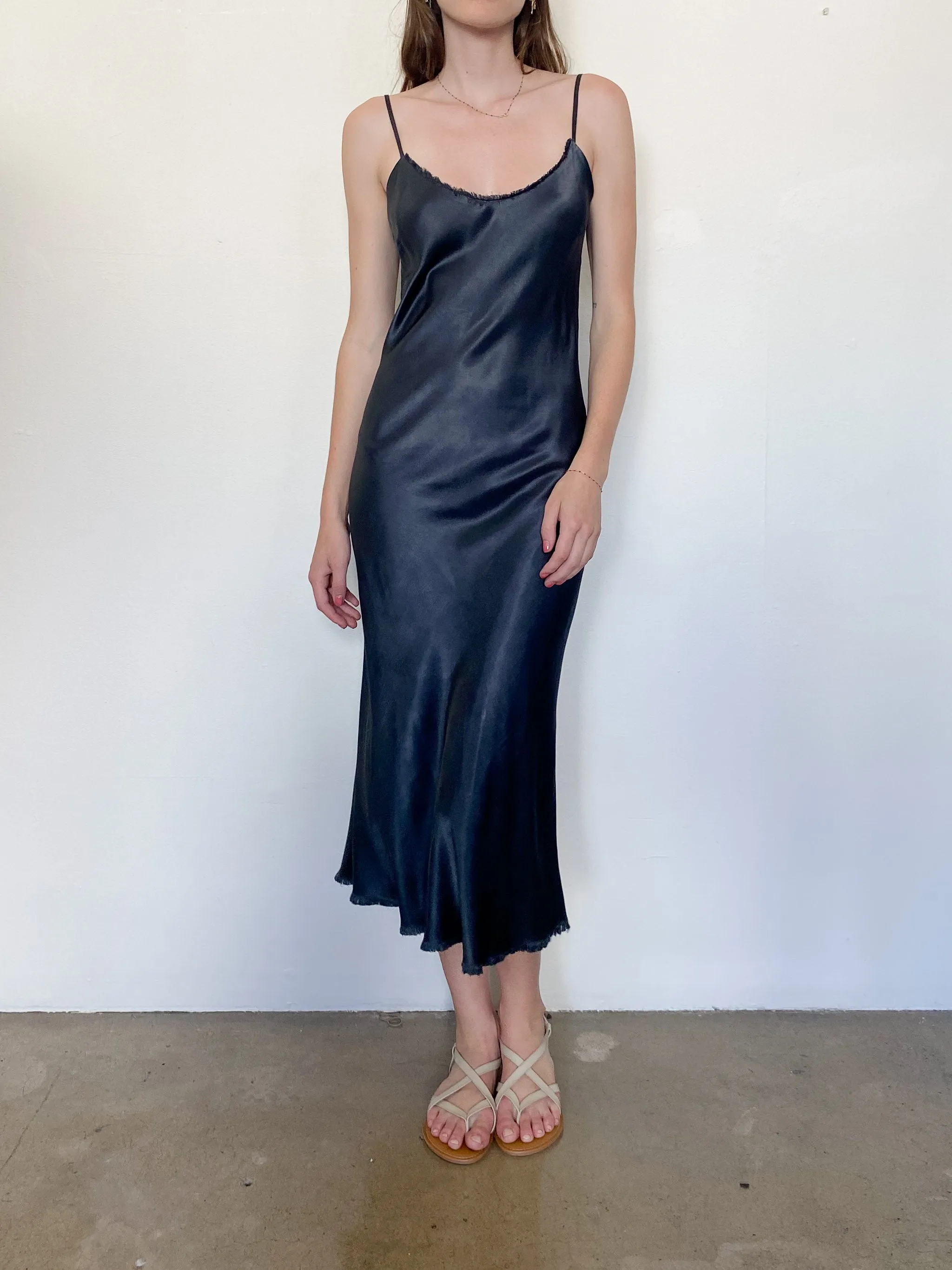 Farrah Slip Dress in Vintage Satin - Lava