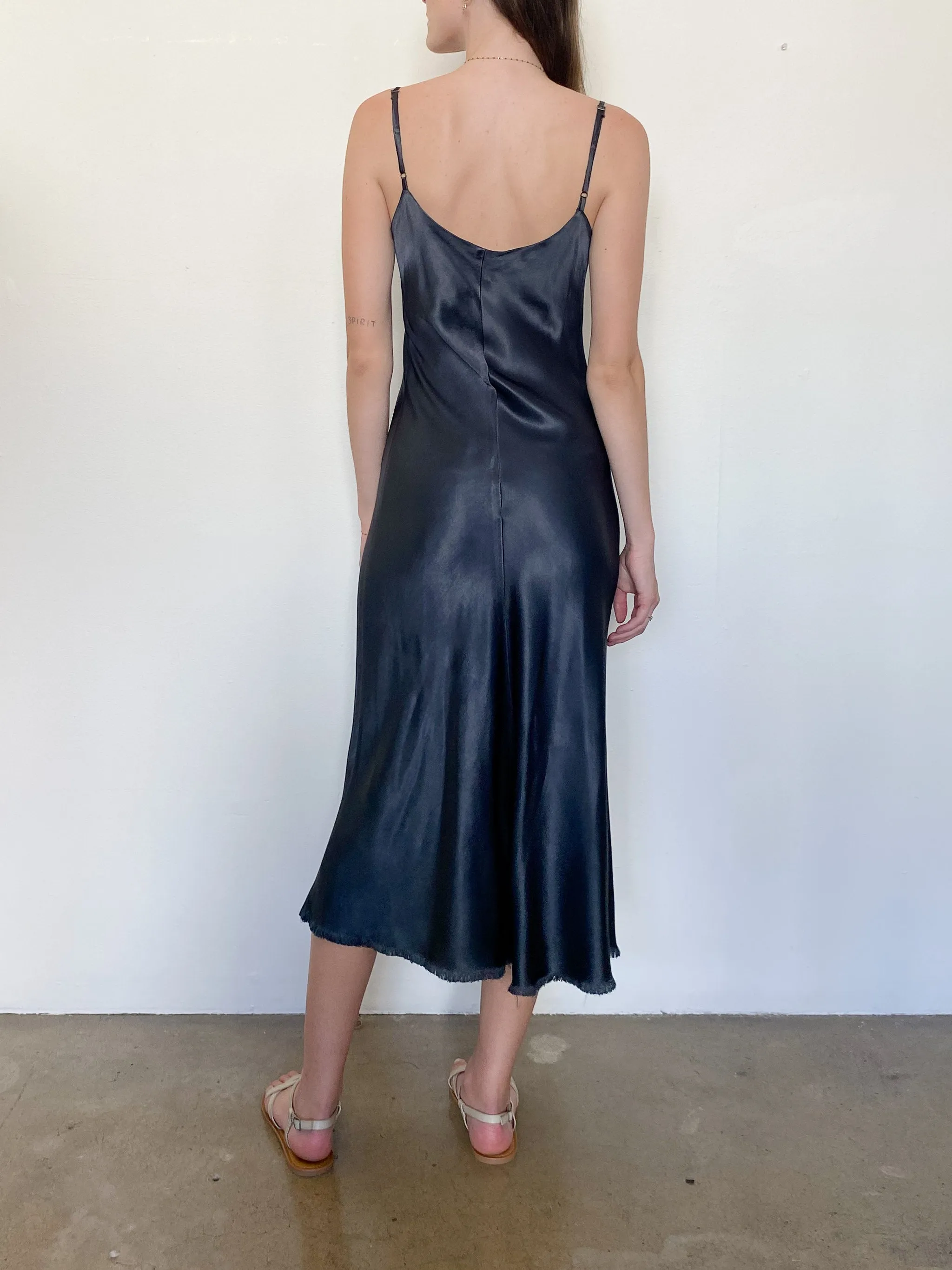 Farrah Slip Dress in Vintage Satin - Lava