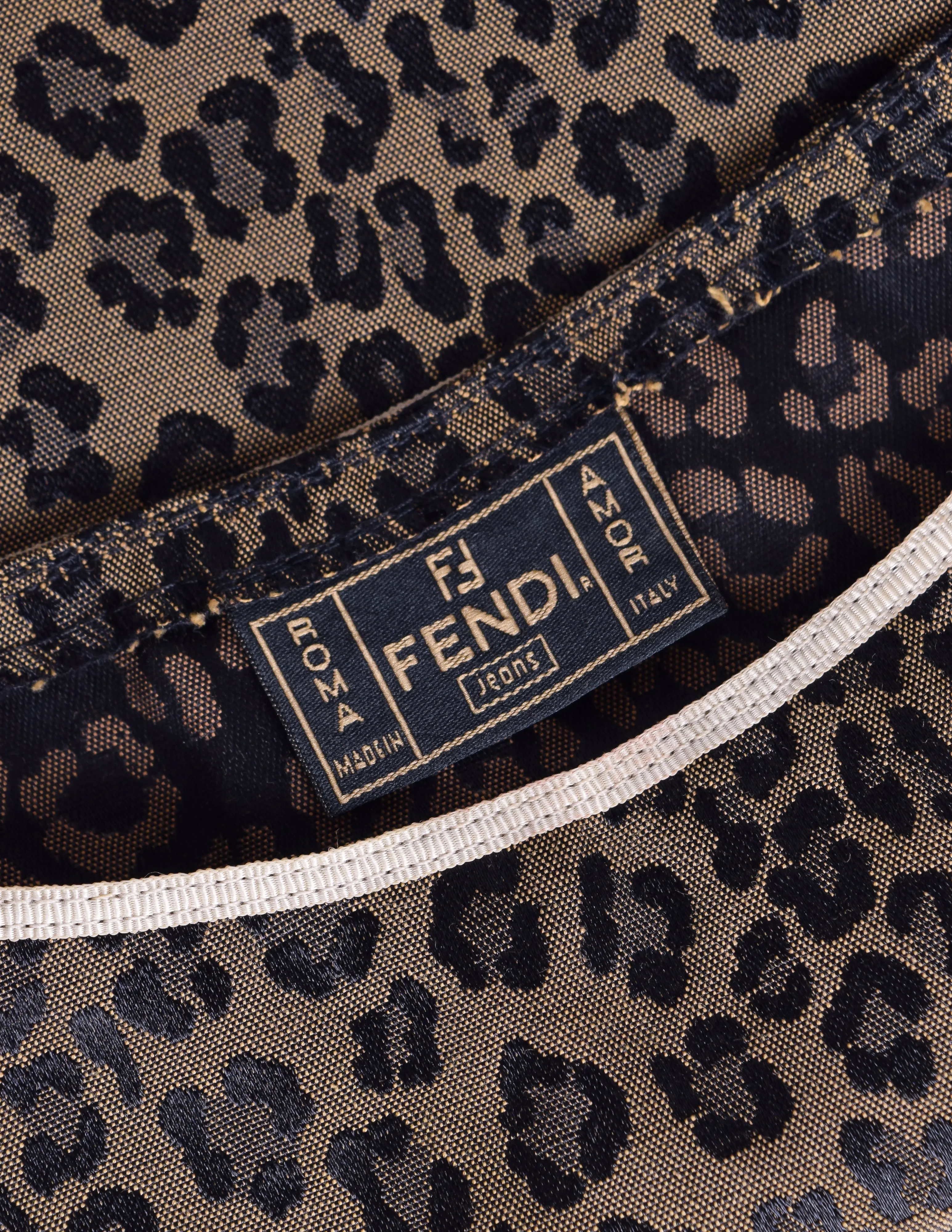 Fendi Vintage 1990s Leopard Print Logo Top & Pants Set