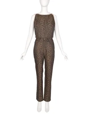 Fendi Vintage 1990s Leopard Print Logo Top & Pants Set