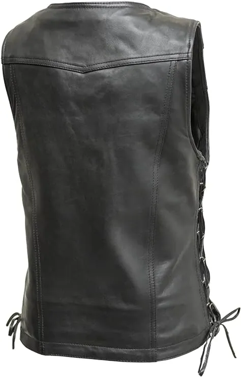 FIL576BLACK | Cindy - Women's Motorcycle Leather Vest