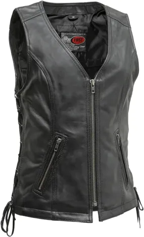 FIL576BLACK | Cindy - Women's Motorcycle Leather Vest