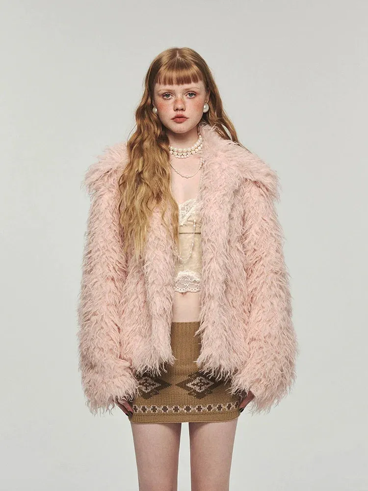 (Final Sale) Furry Long Collar Faux Fur Coat