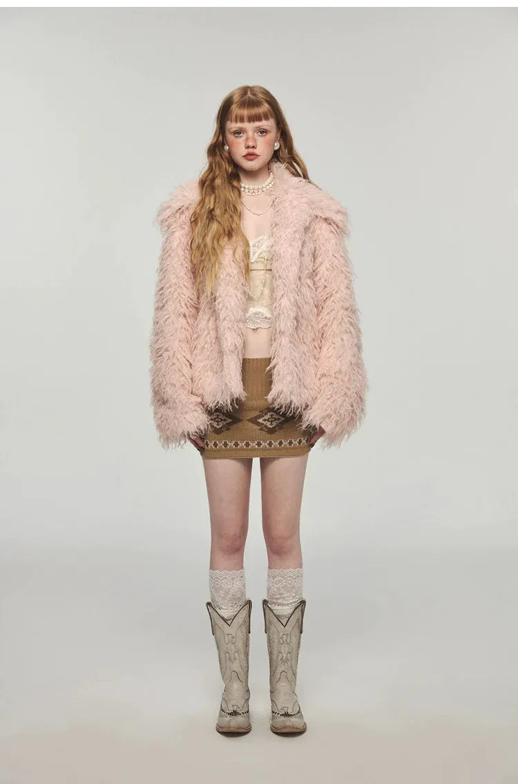 (Final Sale) Furry Long Collar Faux Fur Coat