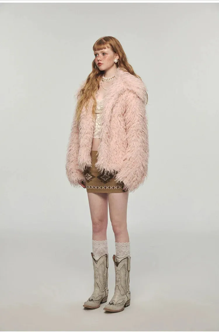 (Final Sale) Furry Long Collar Faux Fur Coat