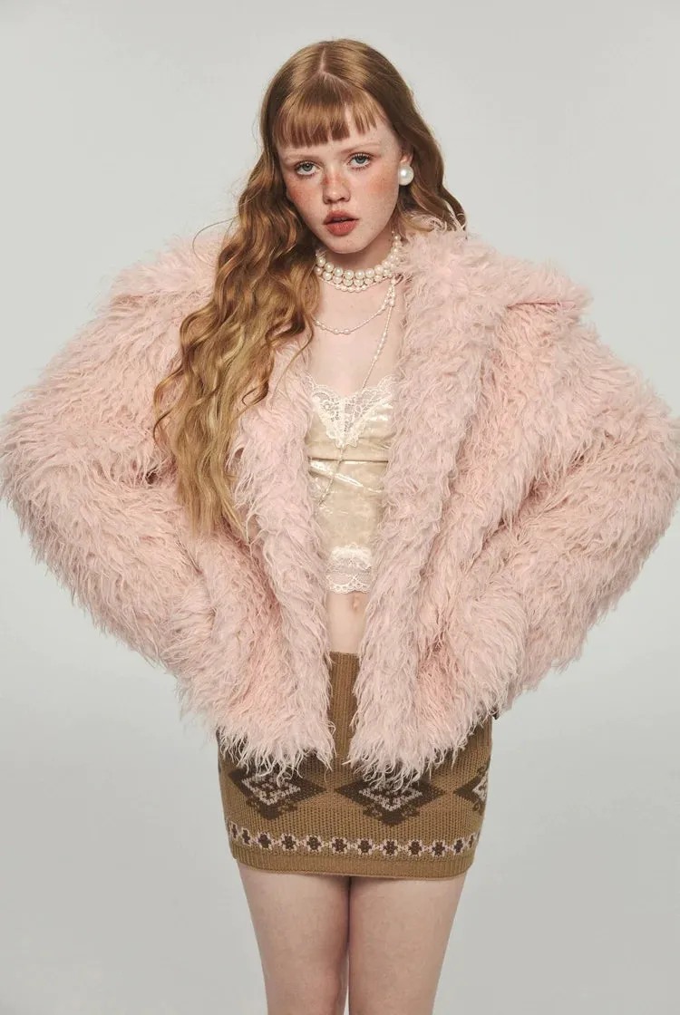 (Final Sale) Furry Long Collar Faux Fur Coat