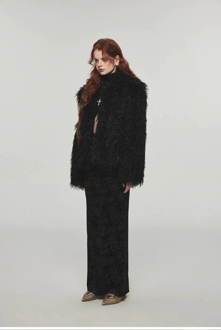 (Final Sale) Furry Long Collar Faux Fur Coat