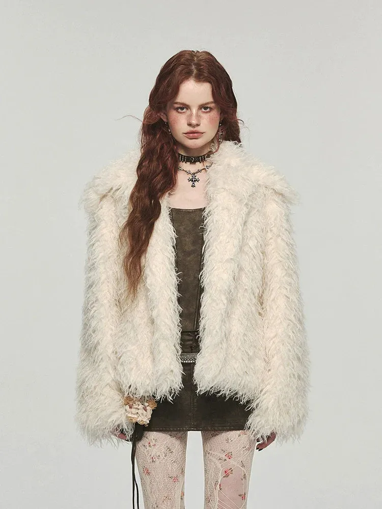 (Final Sale) Furry Long Collar Faux Fur Coat