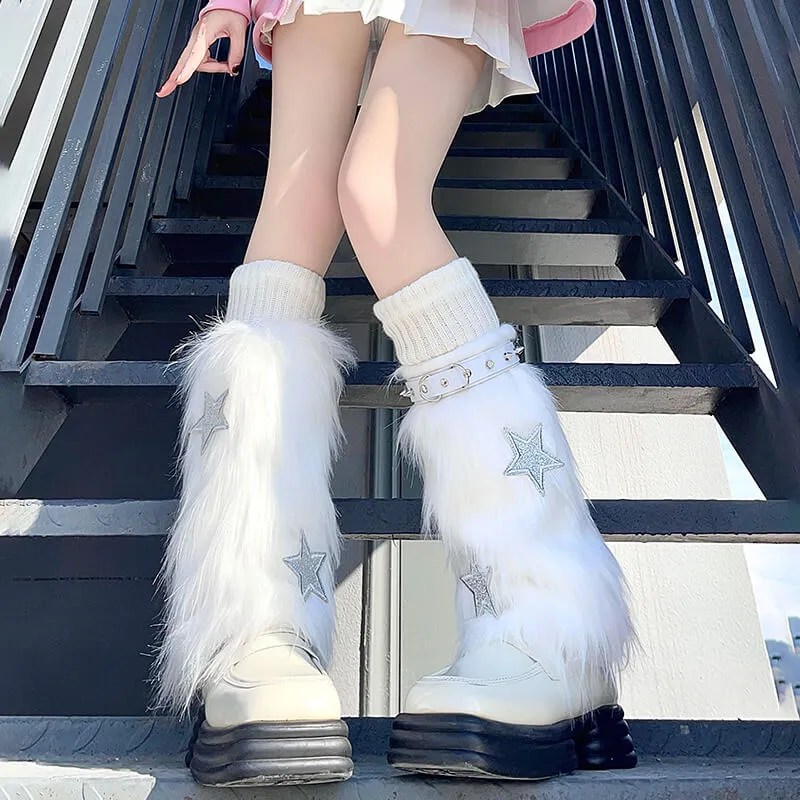 Fluffy y2k stars 3 pieces leg warmers