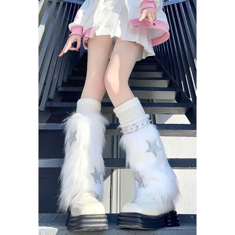 Fluffy y2k stars 3 pieces leg warmers