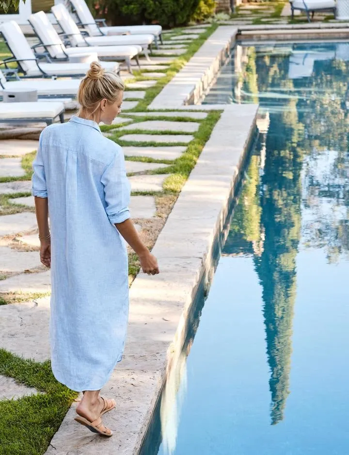 Frank & Eileen - Rory Woven Long Dress in Light Blue Linen