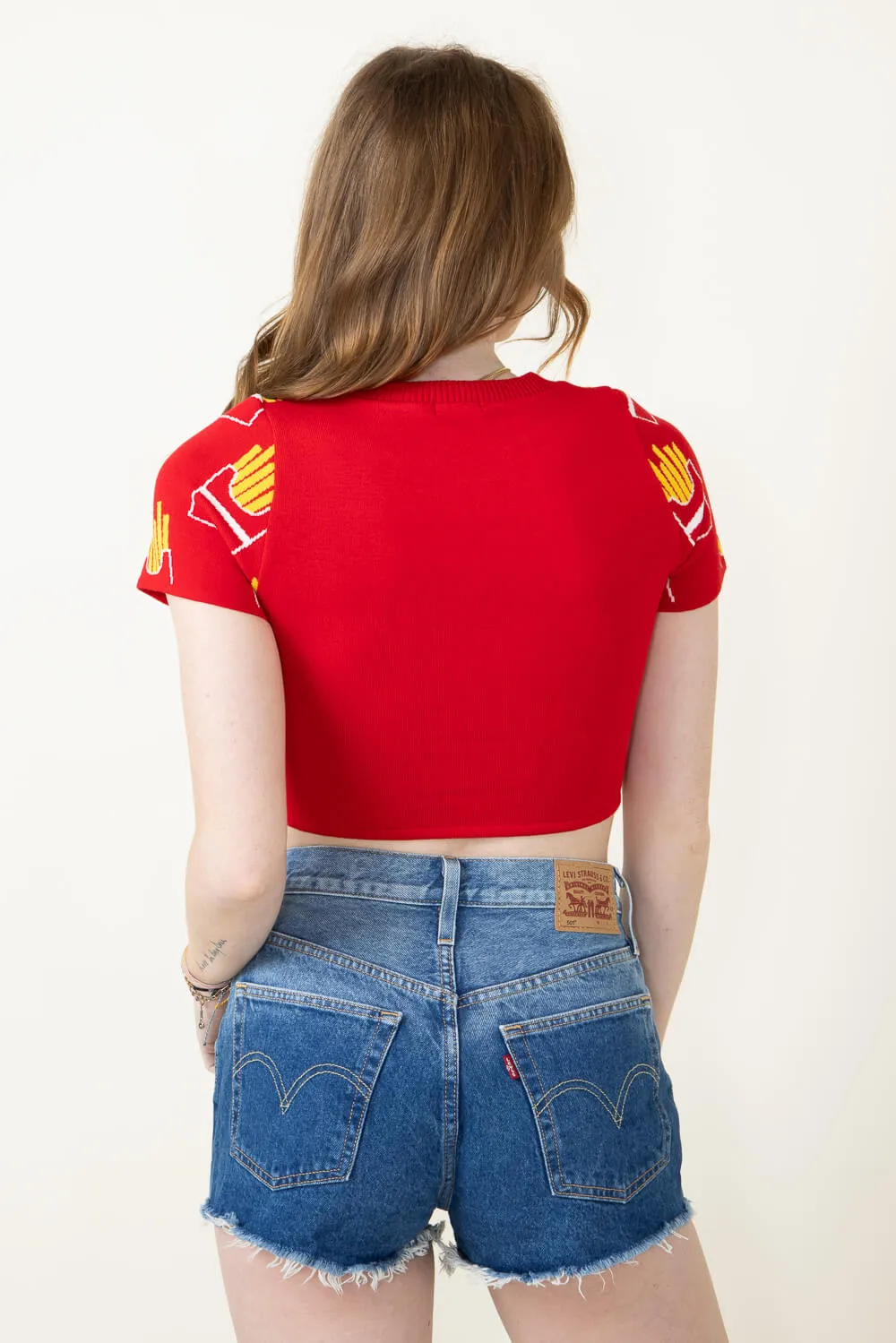 French Fry Crop Top for Women in Red | J7804-RED