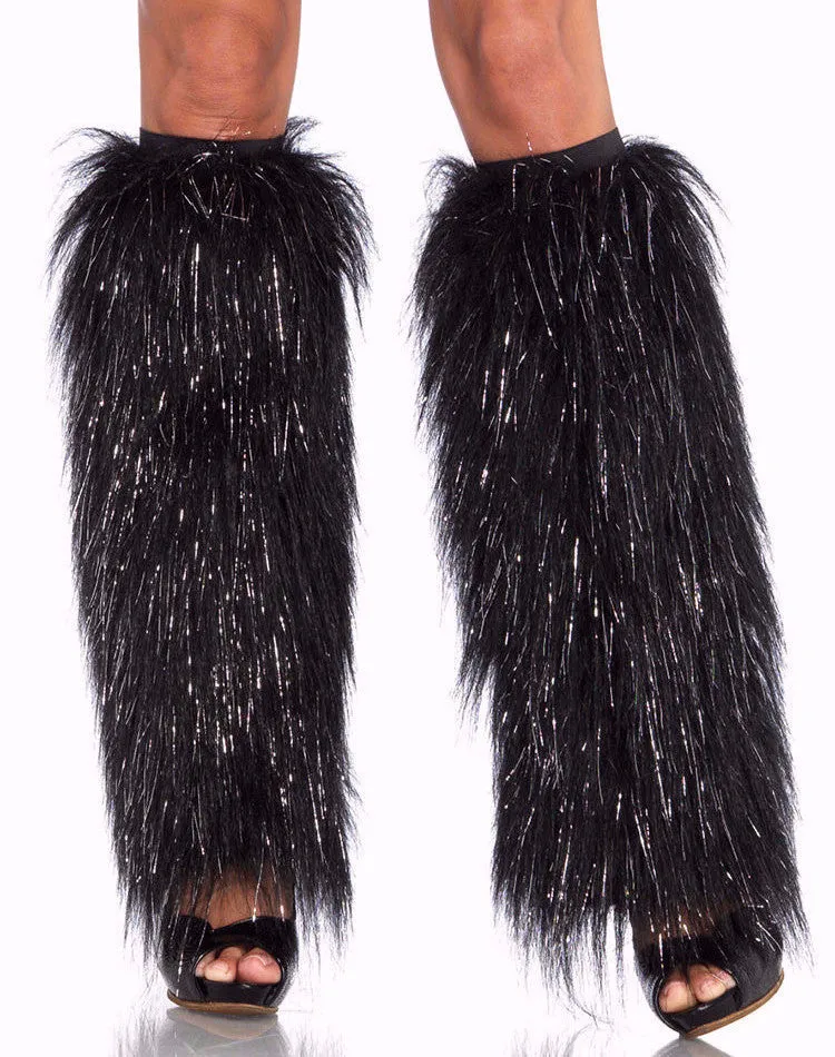 Furry Leg Warmers Black