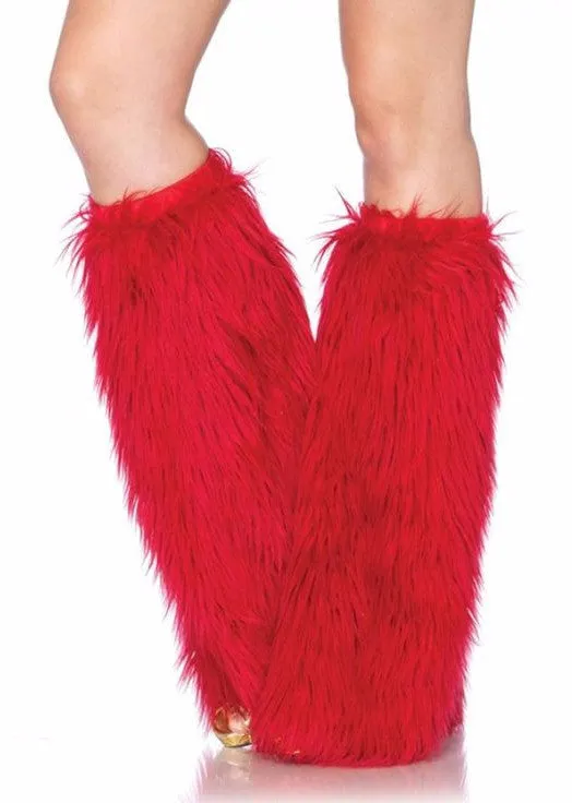 Furry Leg Warmers Red