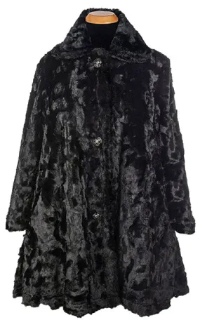 Garland Swing Coat - Cuddly Faux Fur in Black, Solid ( Sold Out!)