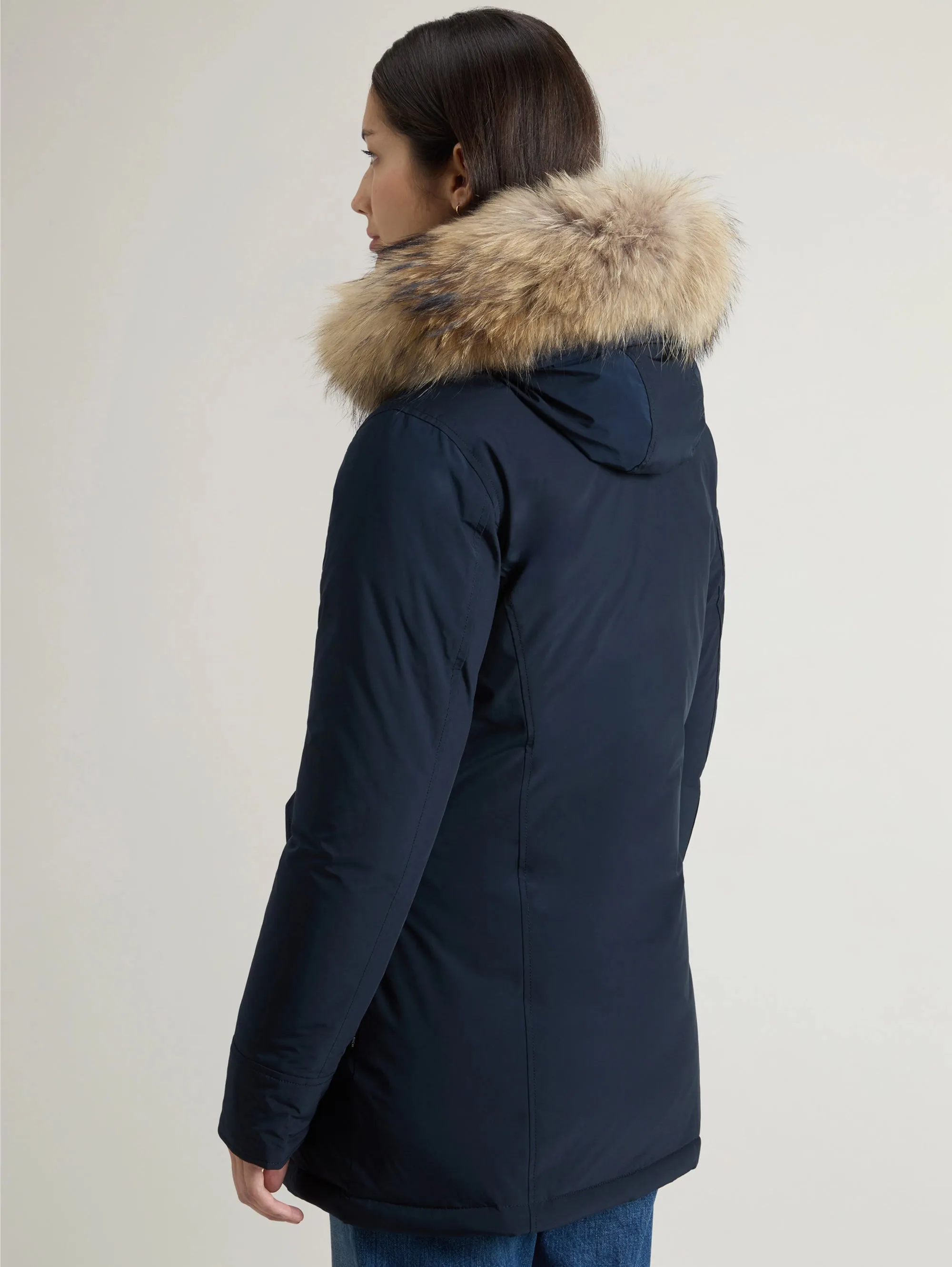 Giaccone Luxury Parka con Pelliccia Blu