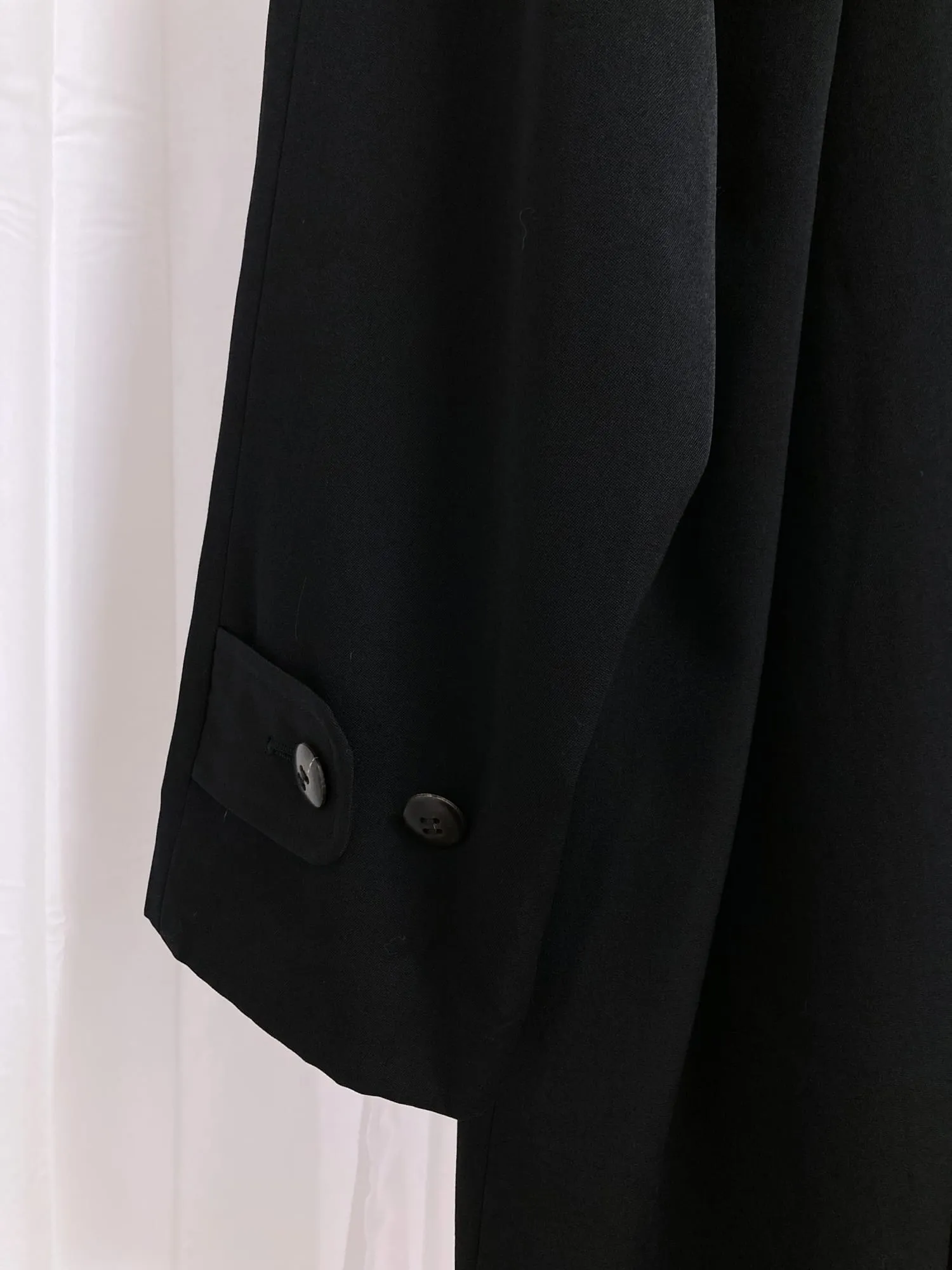 Giuliano Fujiwara 1980s black wool gabardine three button coat - M