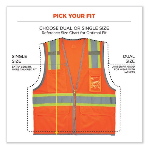 Glowear 8246z-s Single Size Class 2 Two-tone Mesh Vest, Polyester, Medium, Orange, Ships In 1-3 Business Days