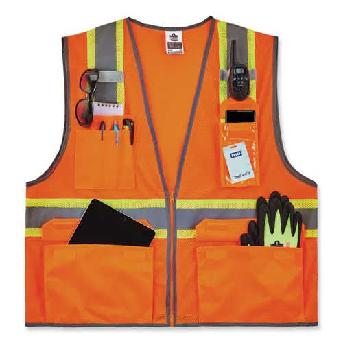 Glowear 8246z-s Single Size Class 2 Two-tone Mesh Vest, Polyester, Medium, Orange, Ships In 1-3 Business Days