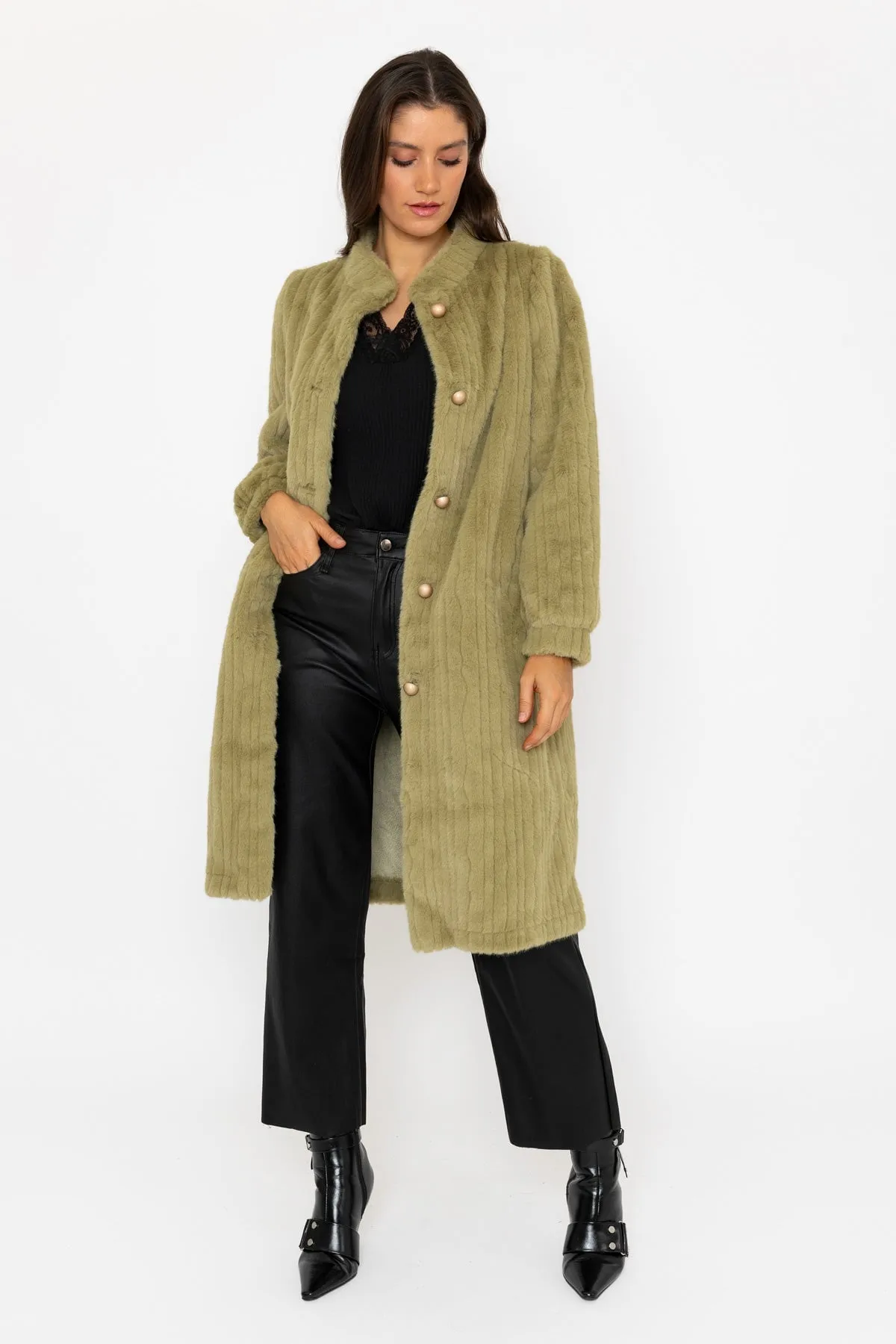 Green Faux Fur Victoria Coat