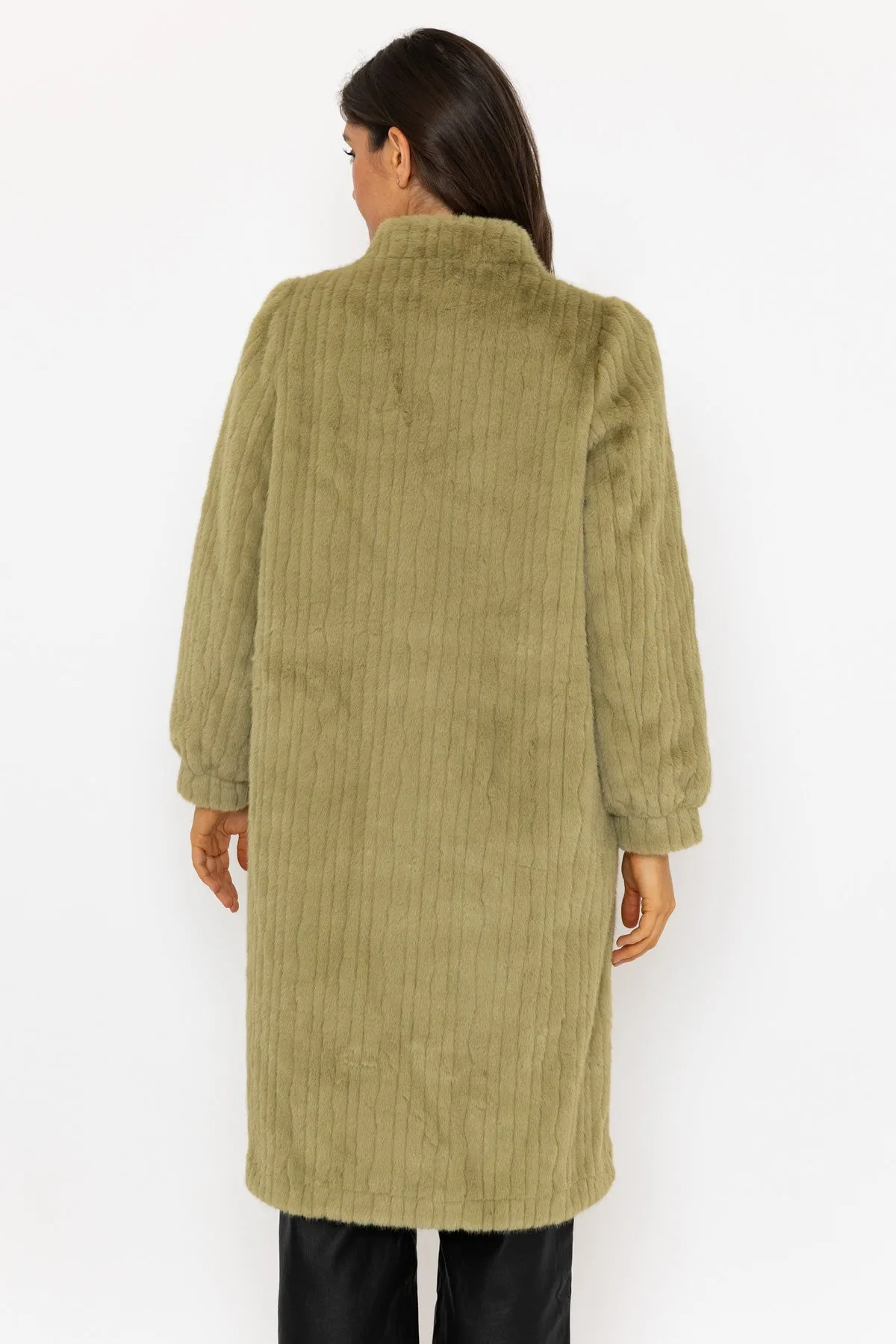 Green Faux Fur Victoria Coat