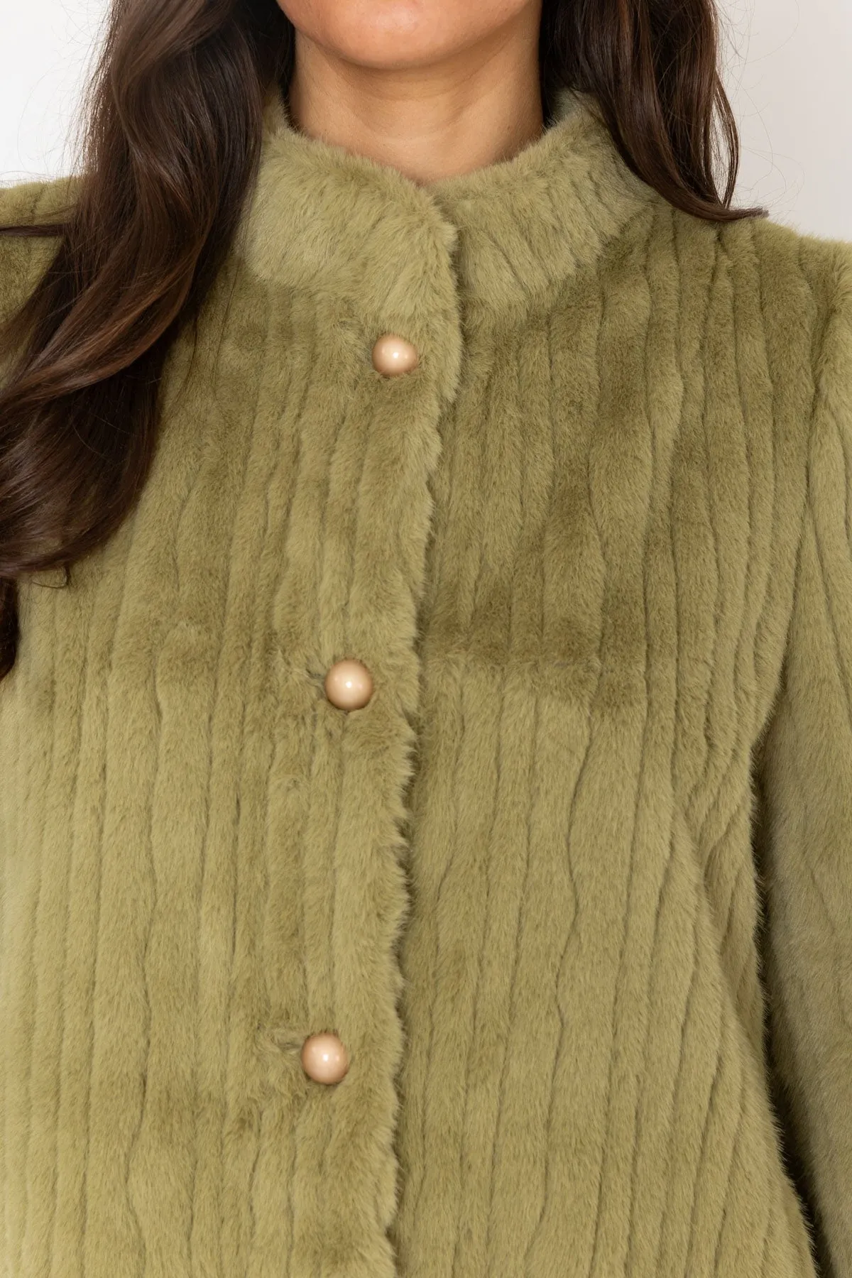 Green Faux Fur Victoria Coat