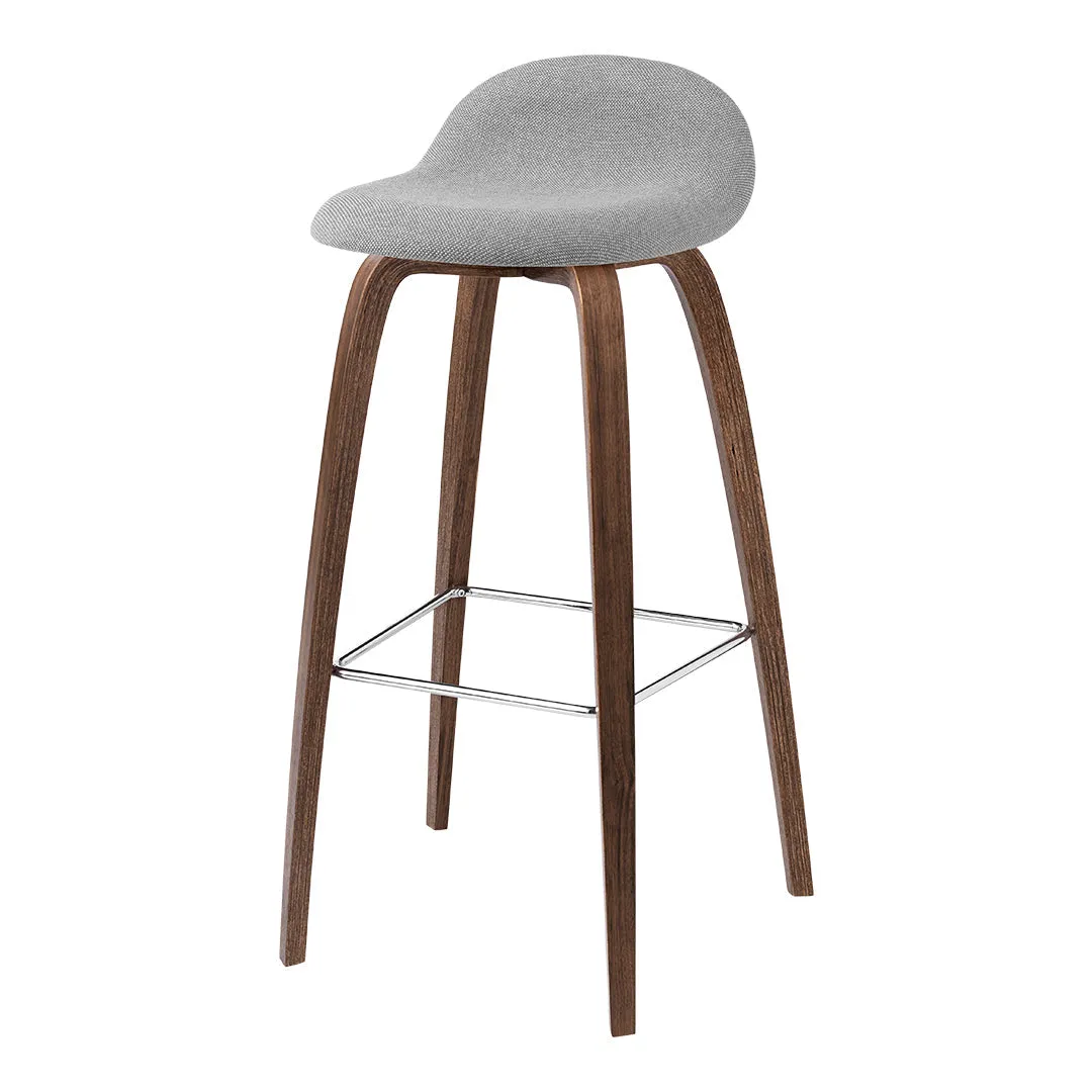 Gubi 3D Bar Stool - Wood Base - Fully Upholstered