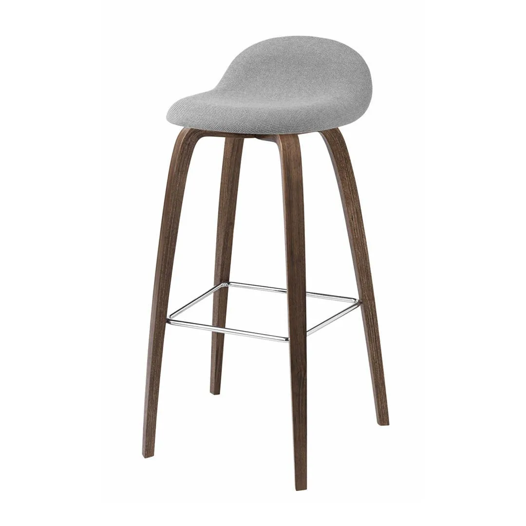 Gubi 3D Bar Stool - Wood Base - Fully Upholstered