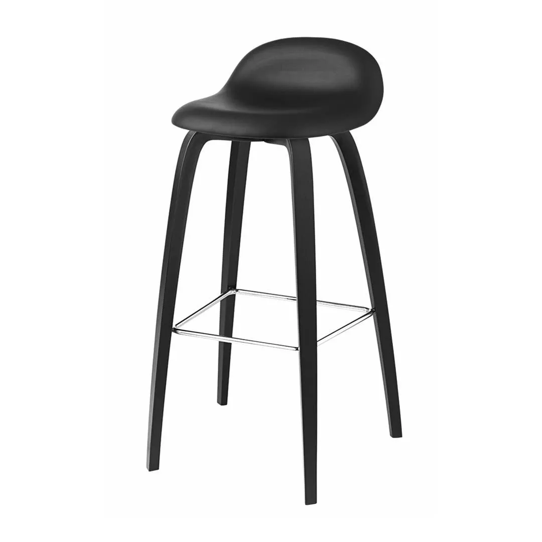 Gubi 3D Bar Stool - Wood Base - Fully Upholstered