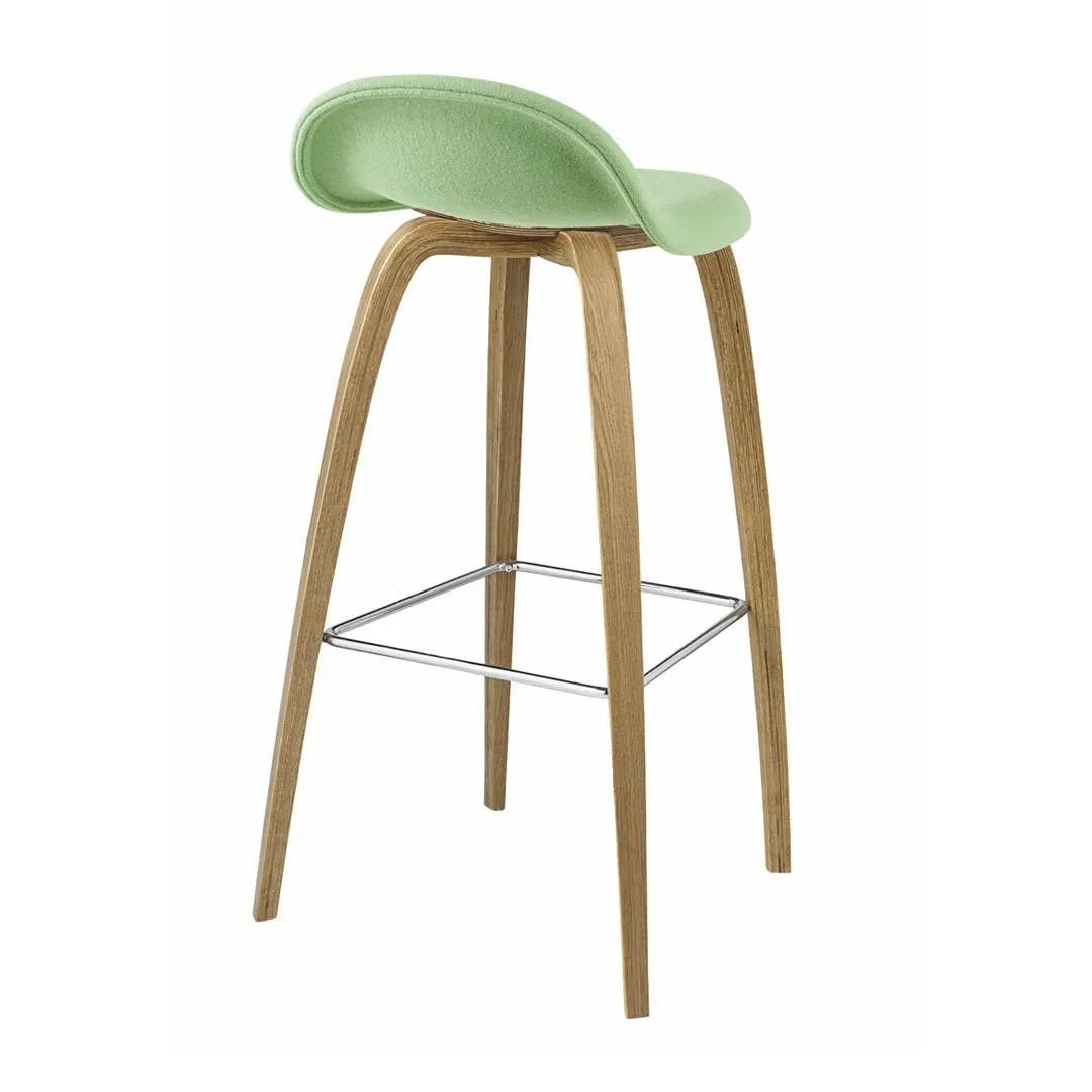 Gubi 3D Bar Stool - Wood Base - Fully Upholstered