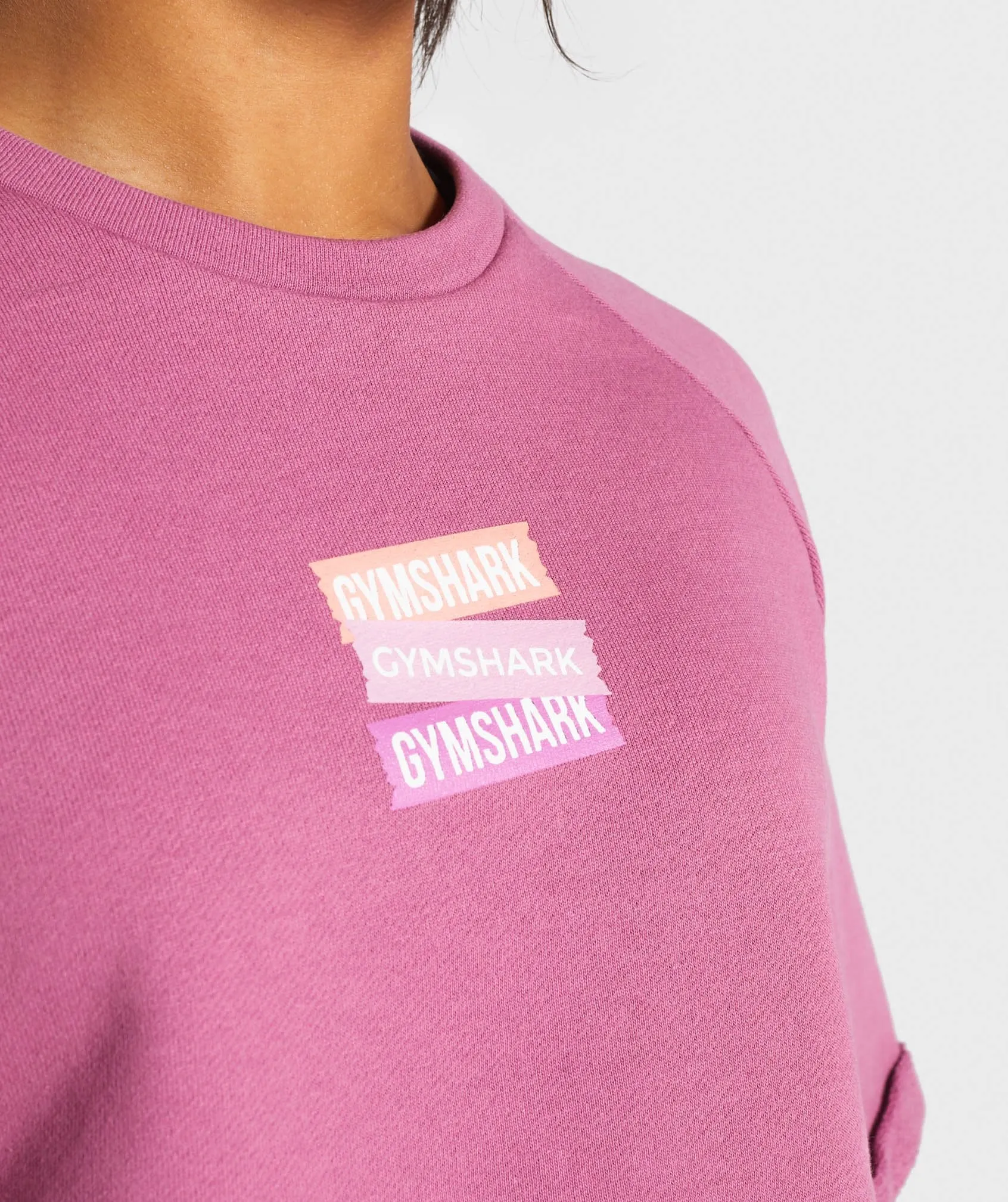 Gymshark Branded Boxy Cropped Sweater - Mauve