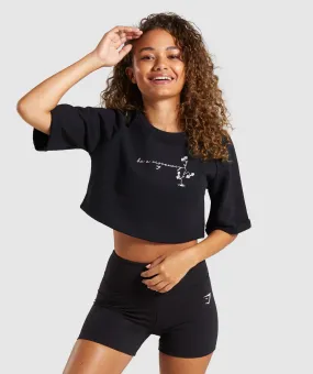 Gymshark Roots Boxy Cropped Sweater - Black