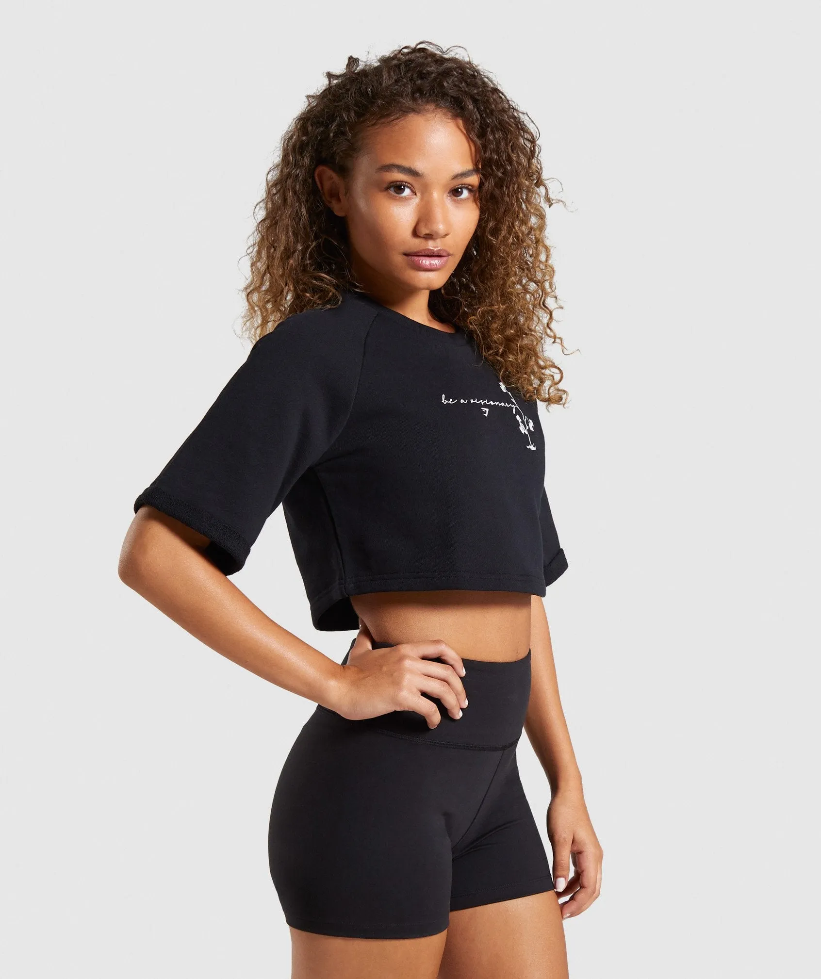 Gymshark Roots Boxy Cropped Sweater - Black