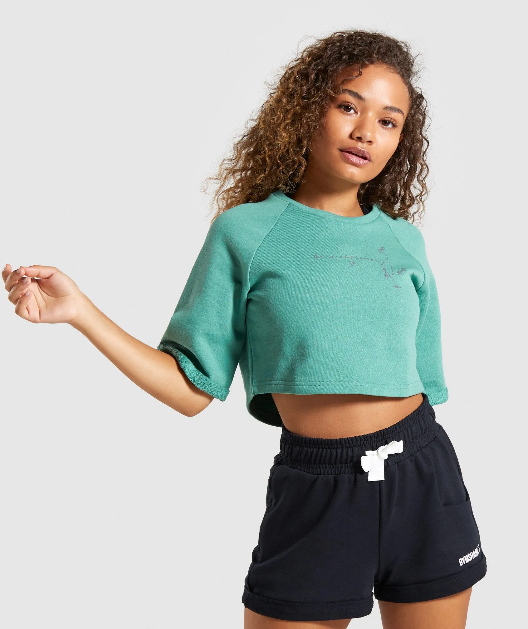 Gymshark Roots Boxy Cropped Sweater - Green