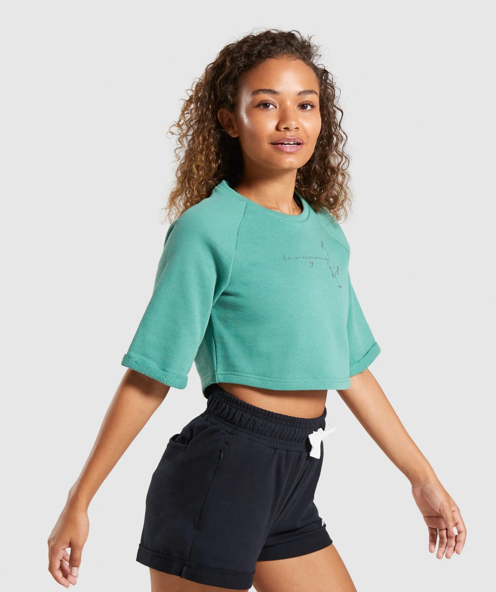 Gymshark Roots Boxy Cropped Sweater - Green