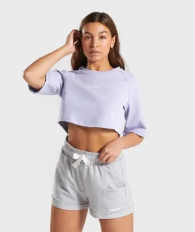 Gymshark Signature Boxy Cropped Sweater - Lavender