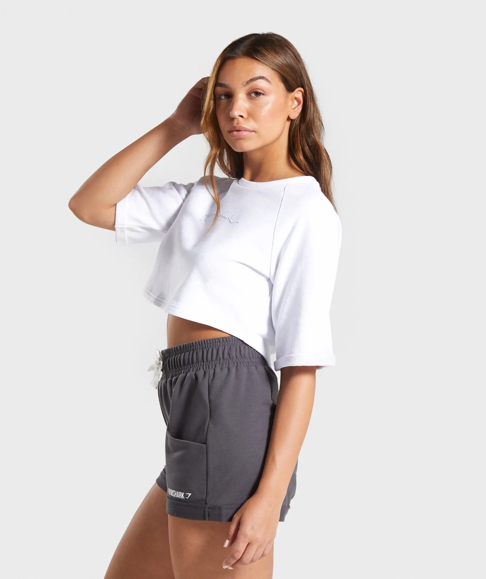 Gymshark Signature Boxy Cropped Sweater - White