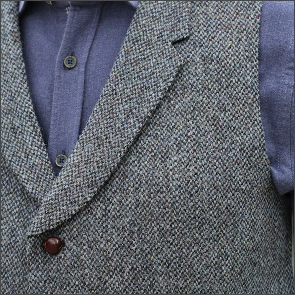 Harris Tweed Blue Marl  Waist Coat--