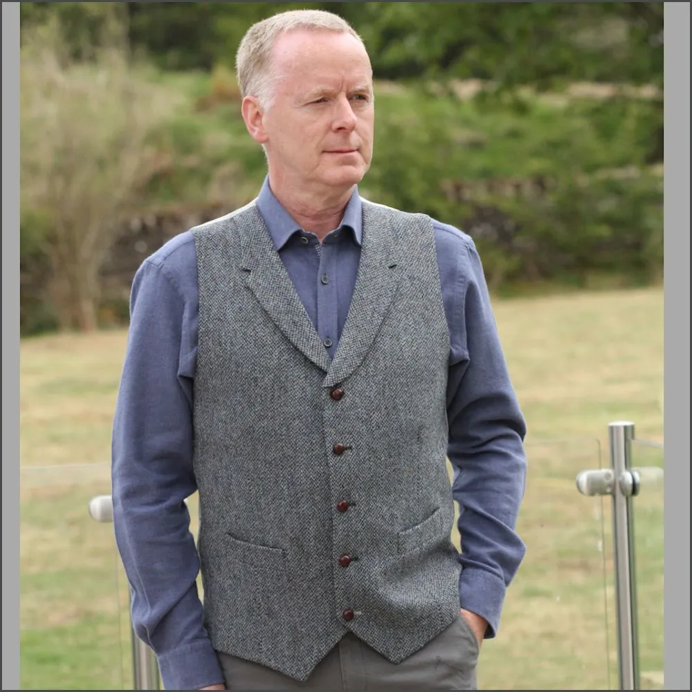 Harris Tweed Blue Marl  Waist Coat--