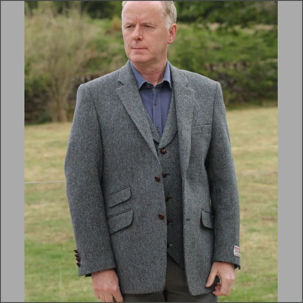 Harris Tweed Blue Marl  Waist Coat--